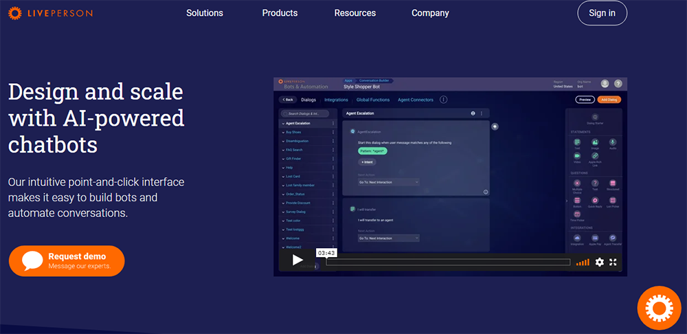 Chatbot development platform - liveperson