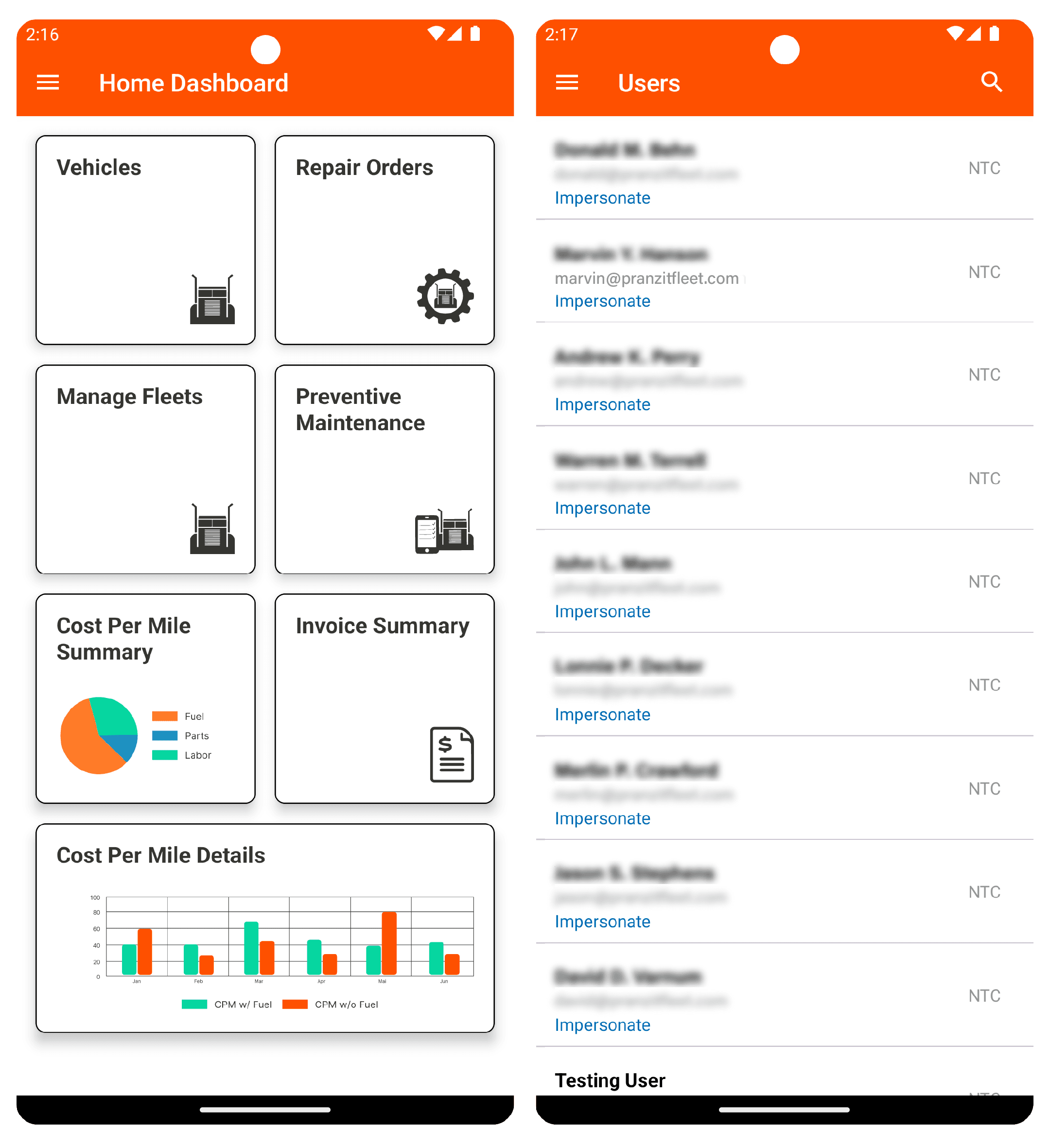 home dashboard