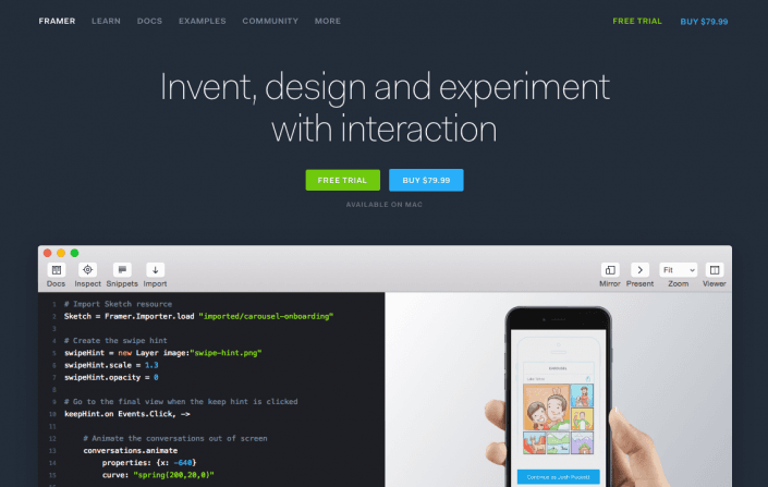 framer - prototyping tool