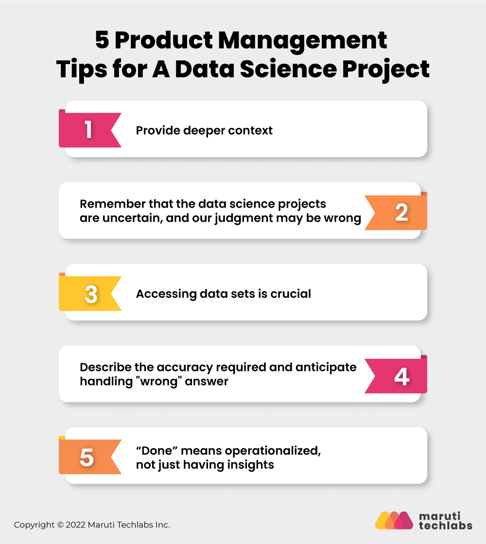 product management tips for managing data science project