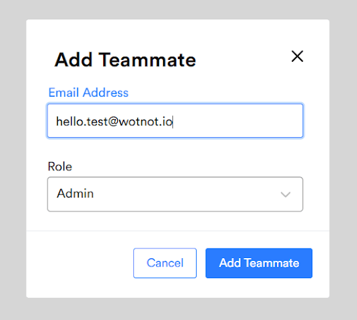 Popup Modal for Add Team output